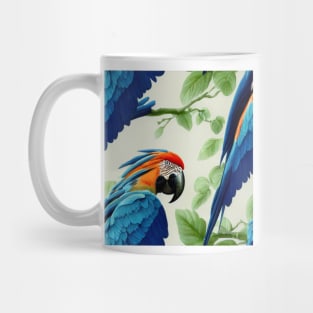 Colorful Blue Macaw on Perch, Seamless Tile Pattern Mug